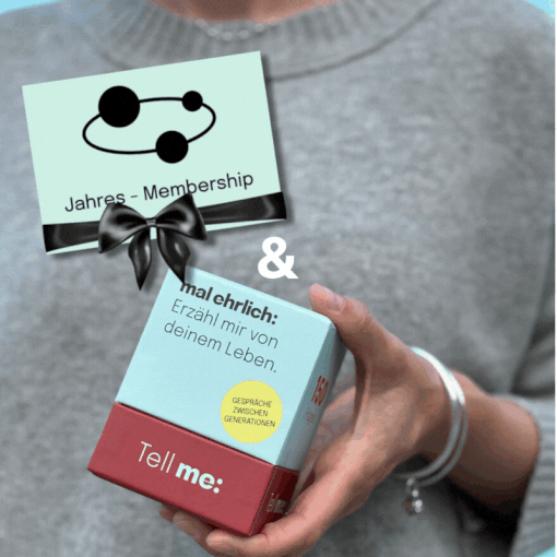 Gutschein-Set: Community-Jahresmitgliedschaft plus Tell me: Karten zum Verschenken