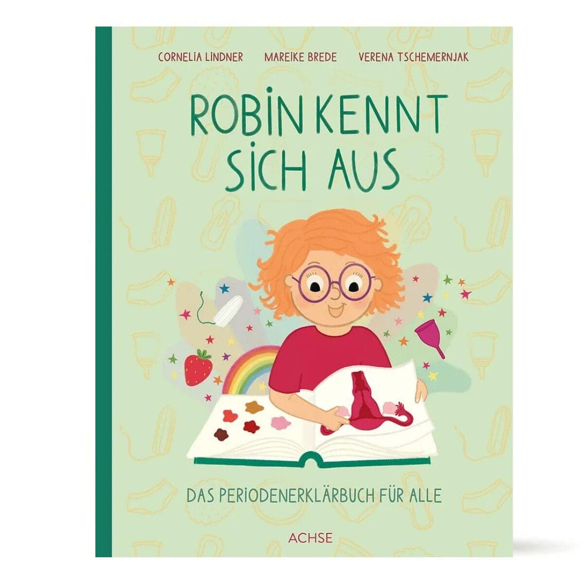 Kindgerechtes Periodenerklärbuch ab 4 Jahren — ohne Tabus, mit bunten Illustrationen. Für Kinder und Eltern. Achse Verlag 2025.