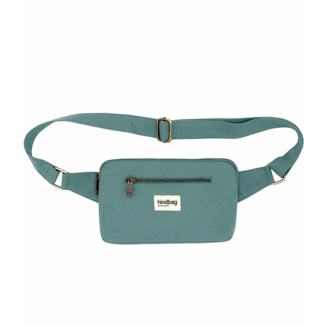 Rechteckige Gürteltasche aus GOTS-Bio-Baumwolle. Zwei Reissverschlussfächer, verstellbarer Gurt, drei Farben. Nachhaltig & fair produziert.