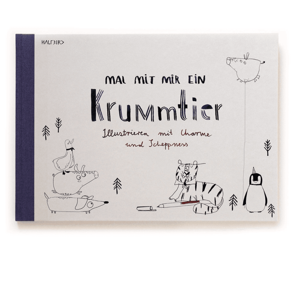 Schritt für Schritt zeichnen lernen: Das Malbuch Krummtiere von Halfbird zeigt Kindern ab 3 Jahren, wie krumme Tiere ganz einfach gelingen.