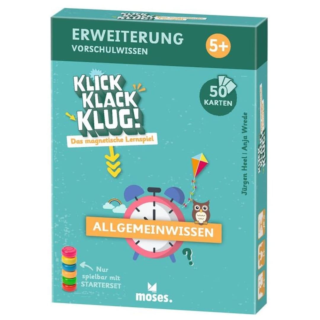 Klick Klack Klug: magnetisches Lernspiel von moses. Starterset, Kartensets und Magnetturm einzeln wählbar – ab 5 Jahren, fördert Konzentration.