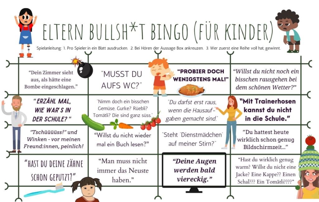 Eltern Bullsh*t Bingo - die nervigsten Eltern-Sprüche, die unsere Kinder von uns zu hören bekommen - mal ehrlich