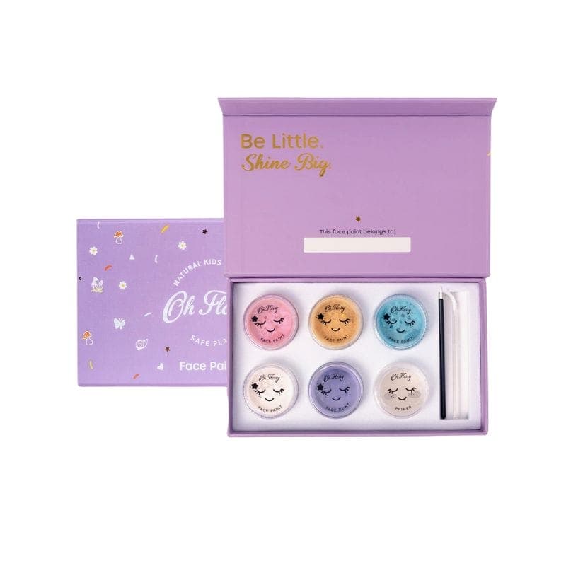 Entdecke die Bio Kinderschminke von Oh Flossy für Kinder. Naturbasierte Farben, frei von Schadstoffen, perfekt für Fasnacht, Halloween & Spielen.