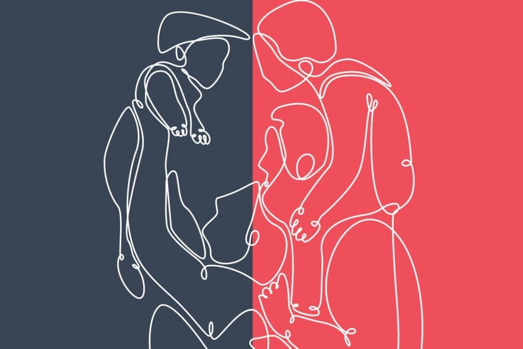 Eine Illustration zeigt eine vierköpfige Familie im Bericht vom Familienbarometer