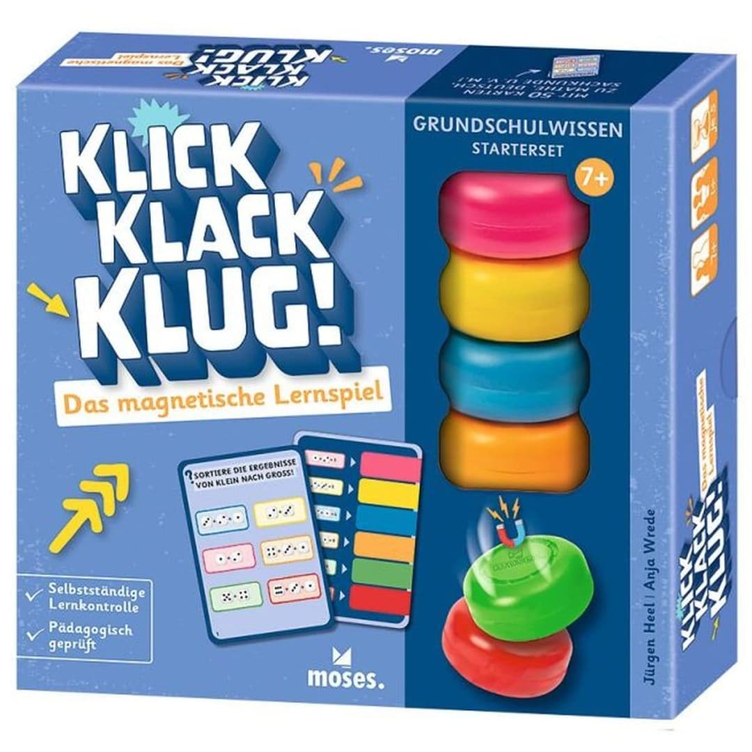 Klick Klack Klug ab 7 Jahren: Das magnetische Lernspiel für die Grundschule – Rechnen, Allgemeinwissen und Selbstkontrolle spielerisch üben.